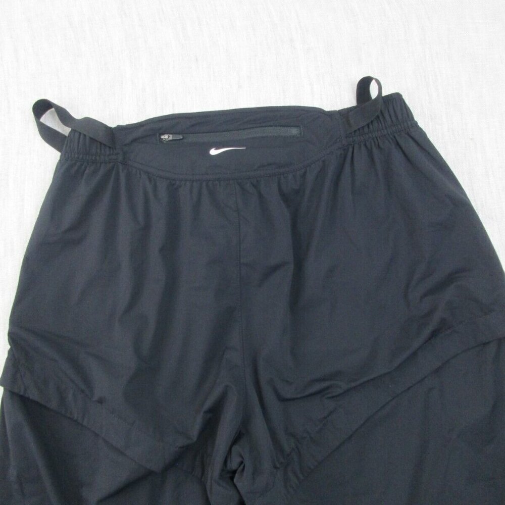 Nike Track‎ Pants Womens Large Black Dri Fit Straight Leg Waist Belted Logo - Picture 5 of 10
